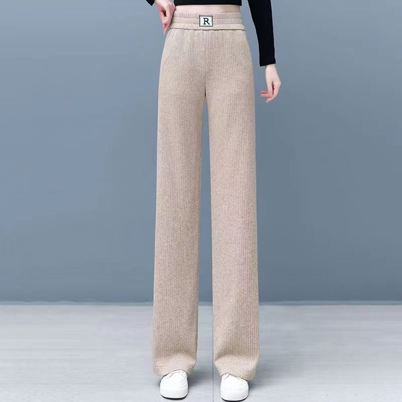 Pantaloni Invernali Spessi da Donna in Peluche Ispessiti Caldi a Coste Termici Larghi a Vita Alta Pantaloni a Harem Freddi Casual Sportivi