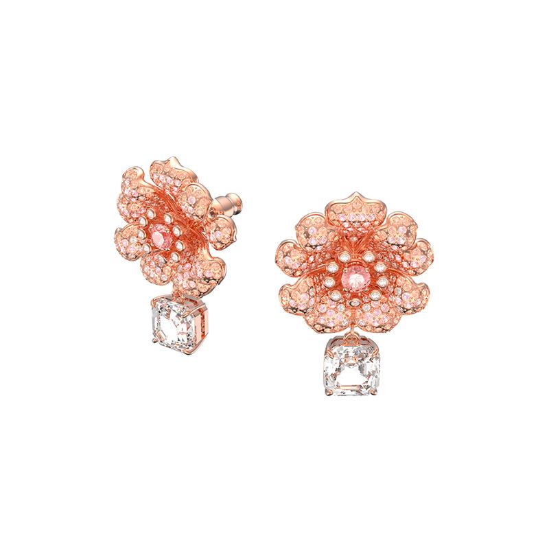 Swarovski CONNEXUS Xinxianglian lotus shape gold-plated earrings for women 5615101 золотой