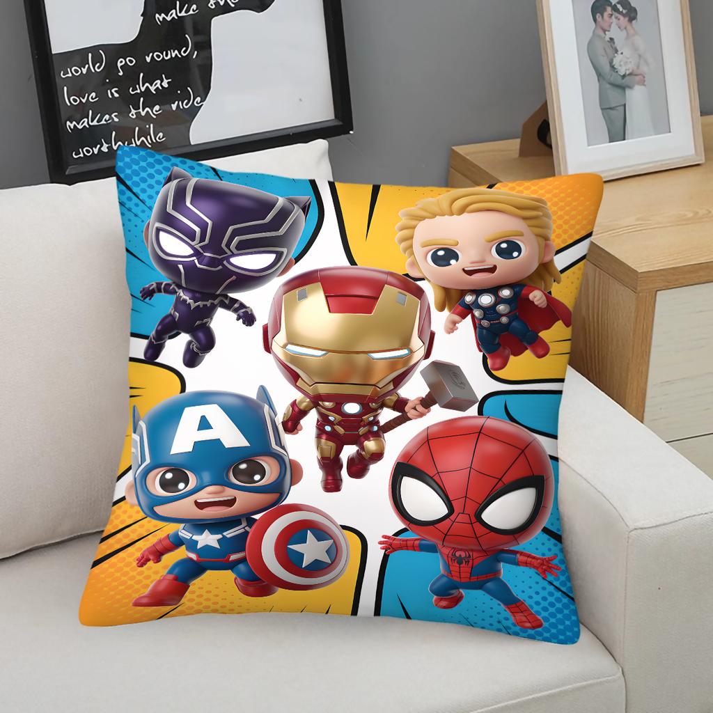 Chibi Superhero Throw Pillow, Includes Pillow Core, Soft Decorative Cushion For Bedroom Dorm, Gift For Superhero Fans