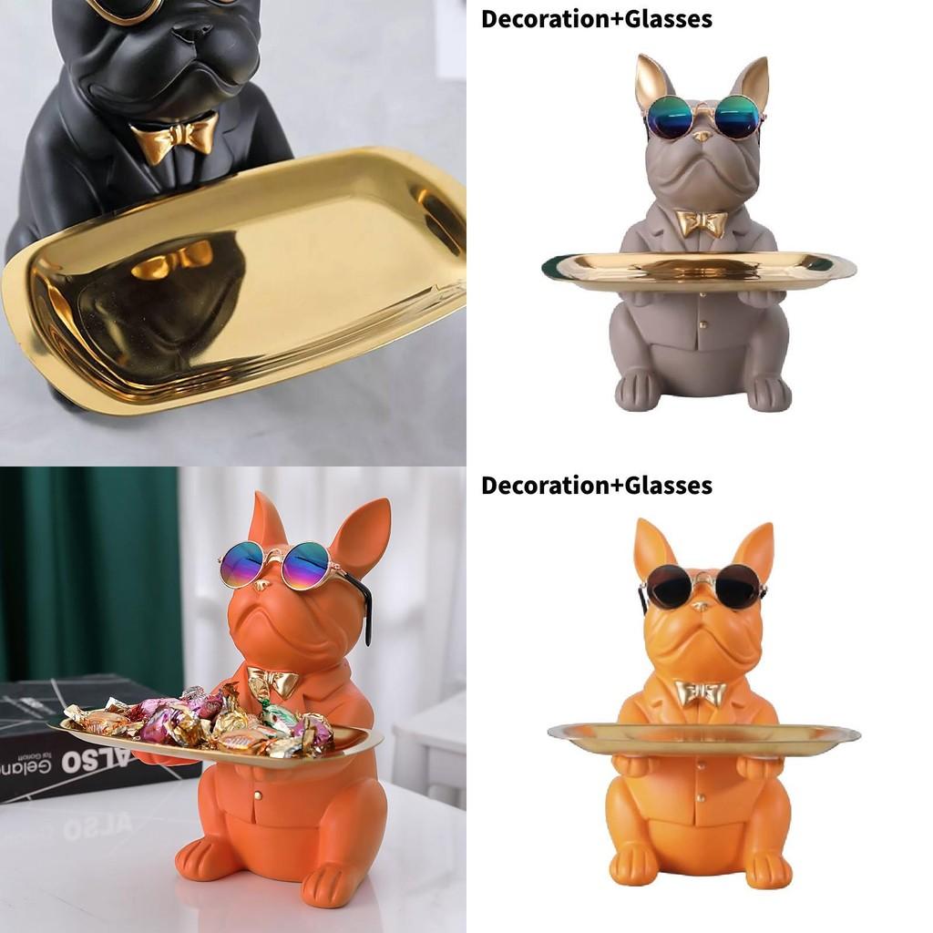 Creative Bulldog Dog Resin Decorative Piece For Key Storage And Candy Display