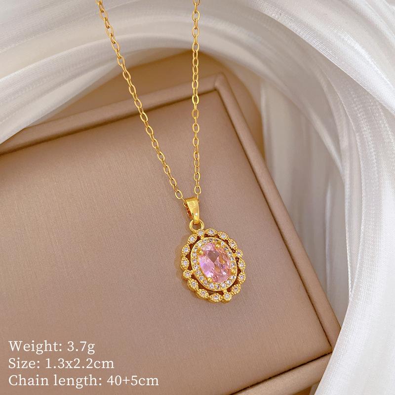 Multi-Element Style Copper Micro-Inlaid Necklace Combination Female Real Gold Electroplated Exquisite Collarbone Chain