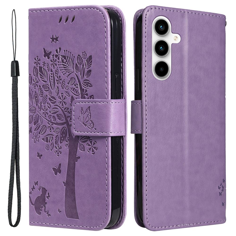 

Чехол для телефона Samsung Galaxy A35 5G с подставкой, узор «Кошачье дерево», кожаный кошелек, мобильная обложка Light Purple