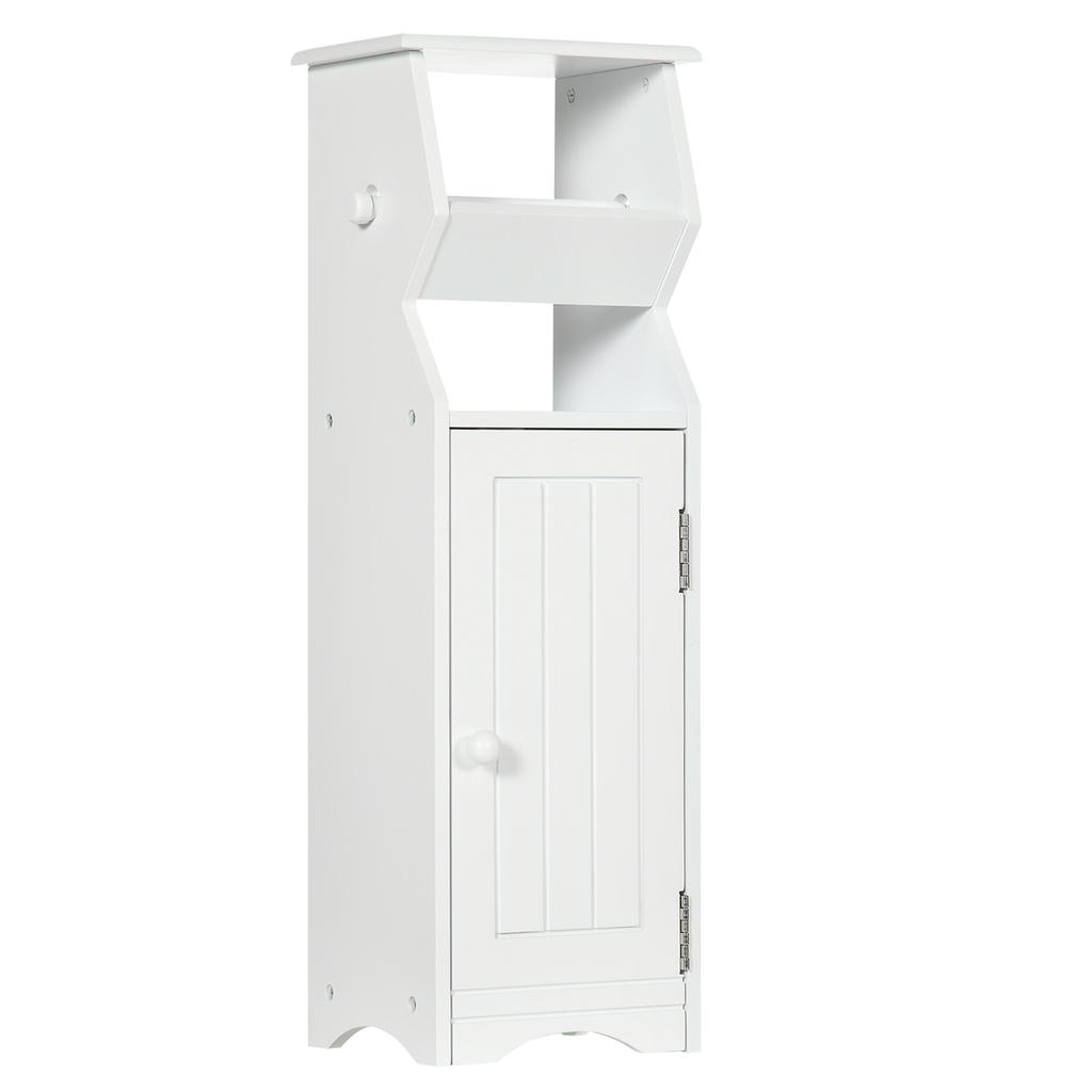 White MDF Bathroom Cabinet with Cupboard and Toilet Paper Space, 19x15x56 cm
