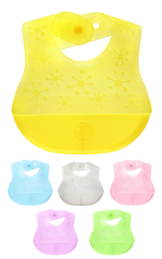 Silicone Apron Smart Lightweight and Neck Beautifully Transparent Crystal Yellow T-Rex Bib, Soft, 3-Level Adjustment,