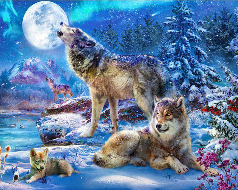 5D DIY Diamond Painting Animal Wolf Full Square/Round Diamond Embroidery Cross Stitch Mosaic Handmade Gift