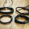 4PCS Fashion Vintage Multi-layer Wooden Beads Trendy Accessories Man's Bracelet Dad Father Boyfriend  Valentine's Day Gift