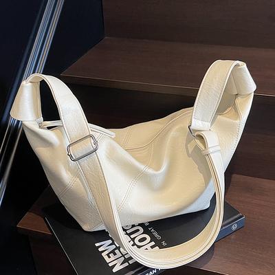 Casual Simple Soft Leather Large-capacity Tote Bag Niche Design Fashionable High-end Single Shoulder Messenger Bag Women