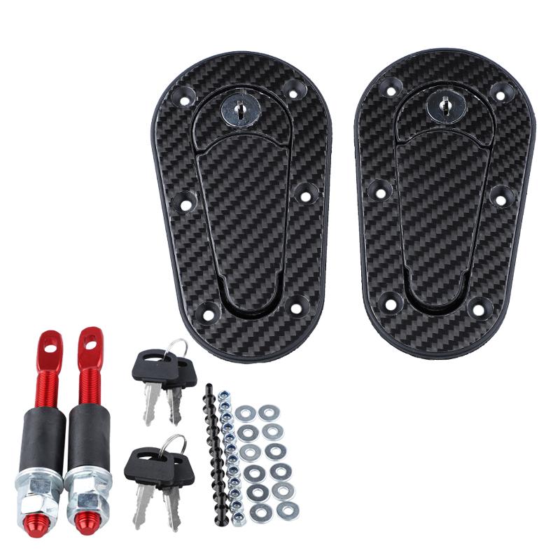 2Pcs Universal Racing Car Hood Pin Engine Bonnet Latch Lock Mount Kit With/without Lock Key Car Accessorie Black / Carbon