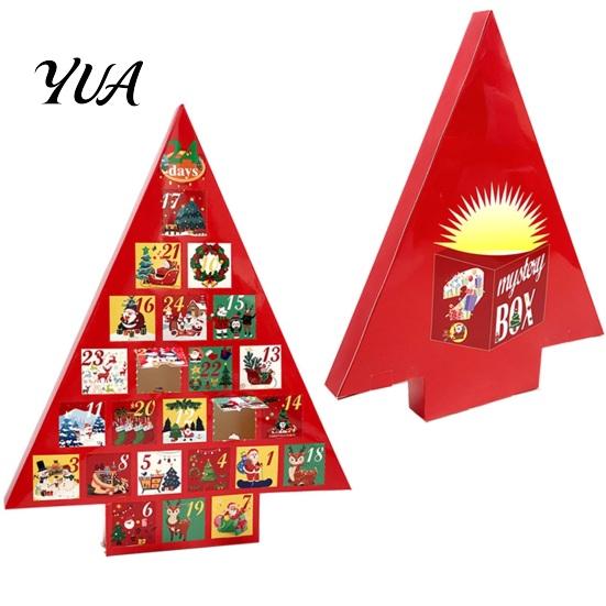 Holiday Gift Packaging Supplies Christmas Tree Advent Calendar Box, DIY Surprising Shaped Paper Hole Punch Decorative Box Fillable Countdown for Candy