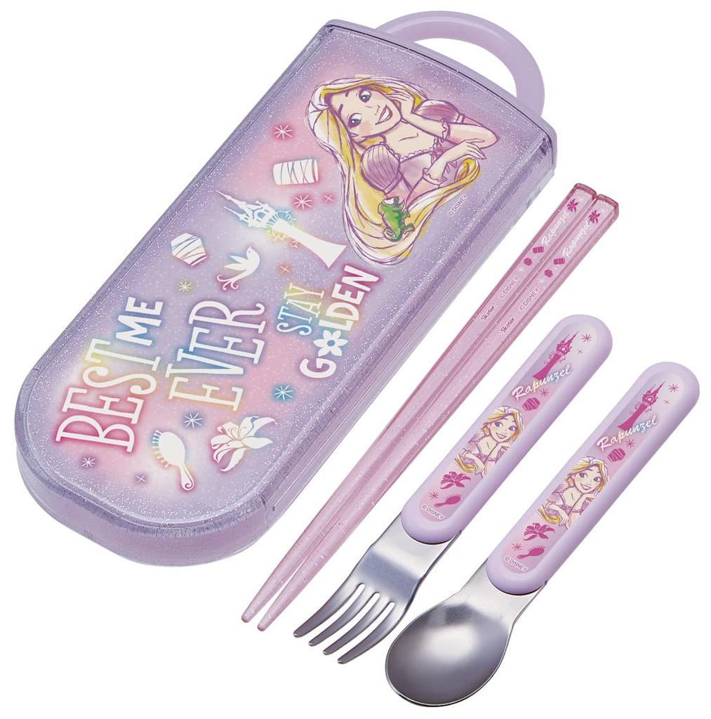 Skater Trio Set of and Disney Rapzel Size for Made in Chopsticks, Spoon, Fork, Design, 23, Girls, Antibacterial, Japan, TACC2AG-A