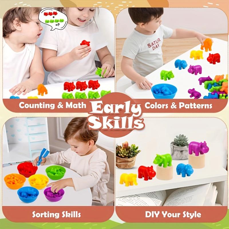 Dinosaur Toys Count Toys That Can Match Games, Sorting Bowls for Learning Activities Math, Color Sorting, Educational