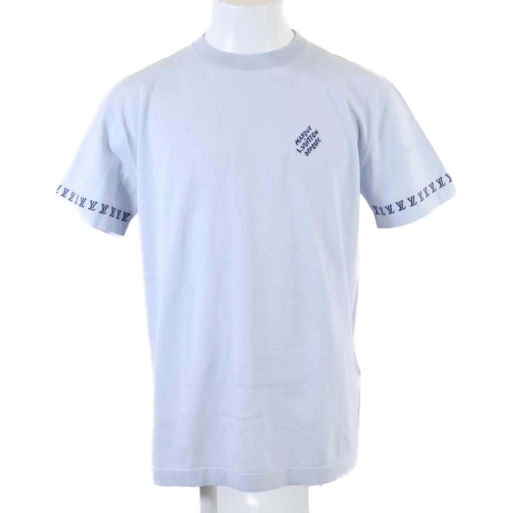 Louis Vuitton Brand New, Unused, Domestically Authorized RM252MQ Z34 HRN47W Signature Cotton Crew Neck T-Shirt Tops S Light blueUsed