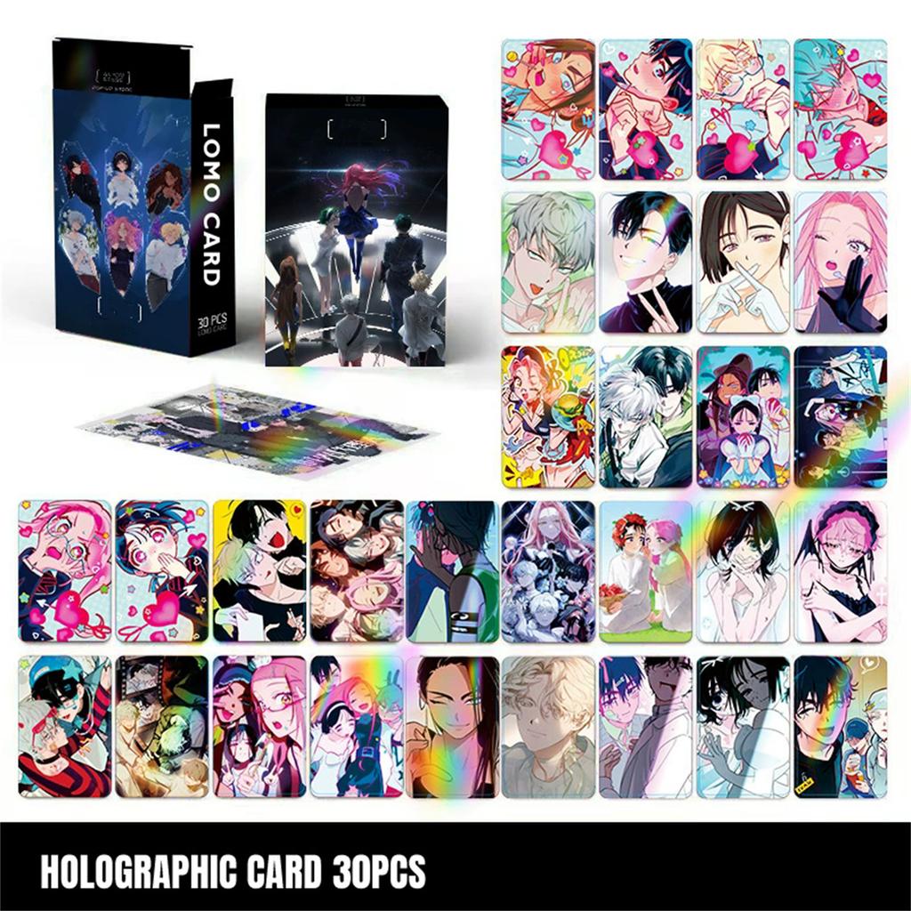 Set of 30 Holographic LOMO Cards Anime Style Collectible Cards with Unique Irregular Shapes for Decoration and Collection