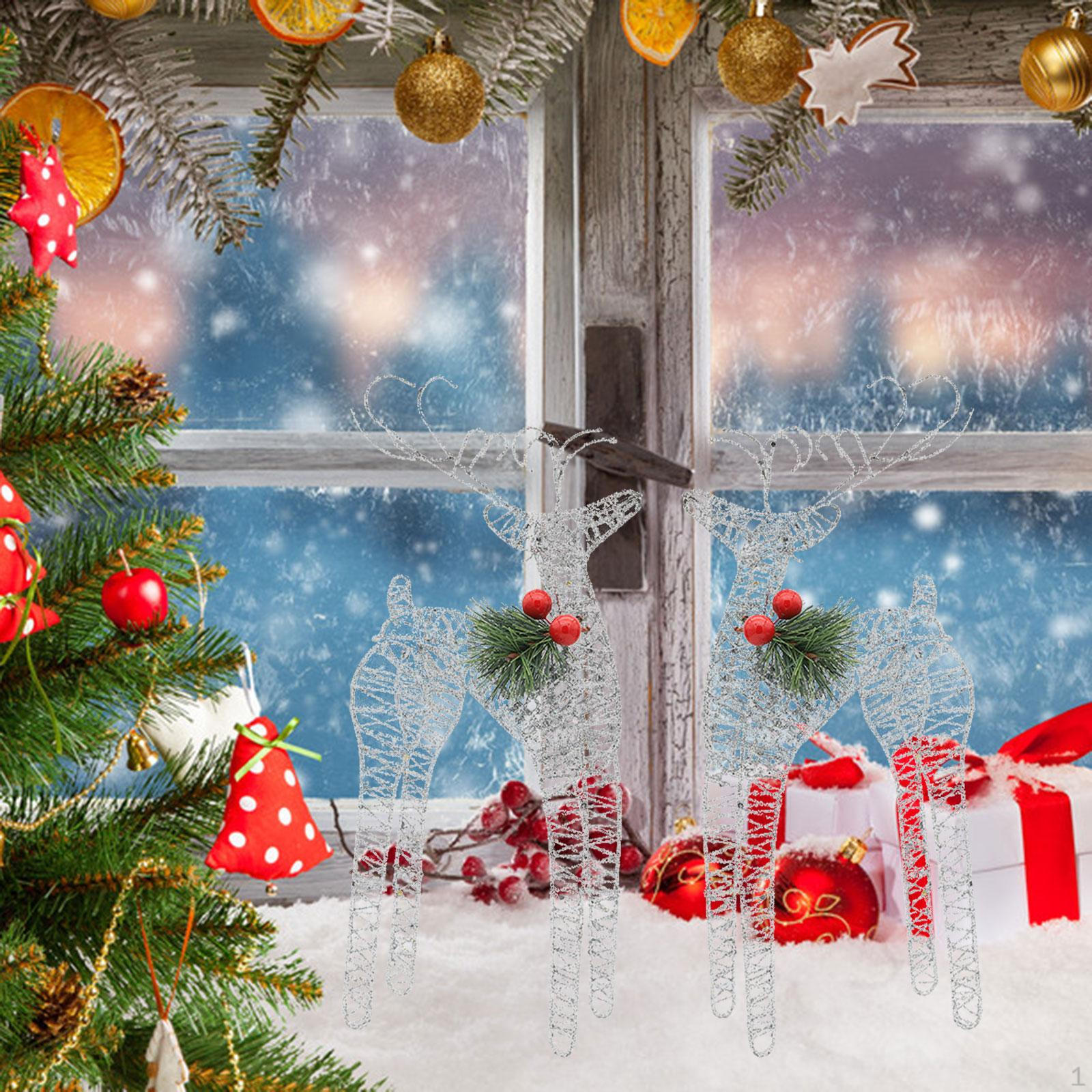 

2 шт. Рождественские украшения, светящиеся фигурки оленей, металлические настольные украшения в виде оленей, украшение для двора