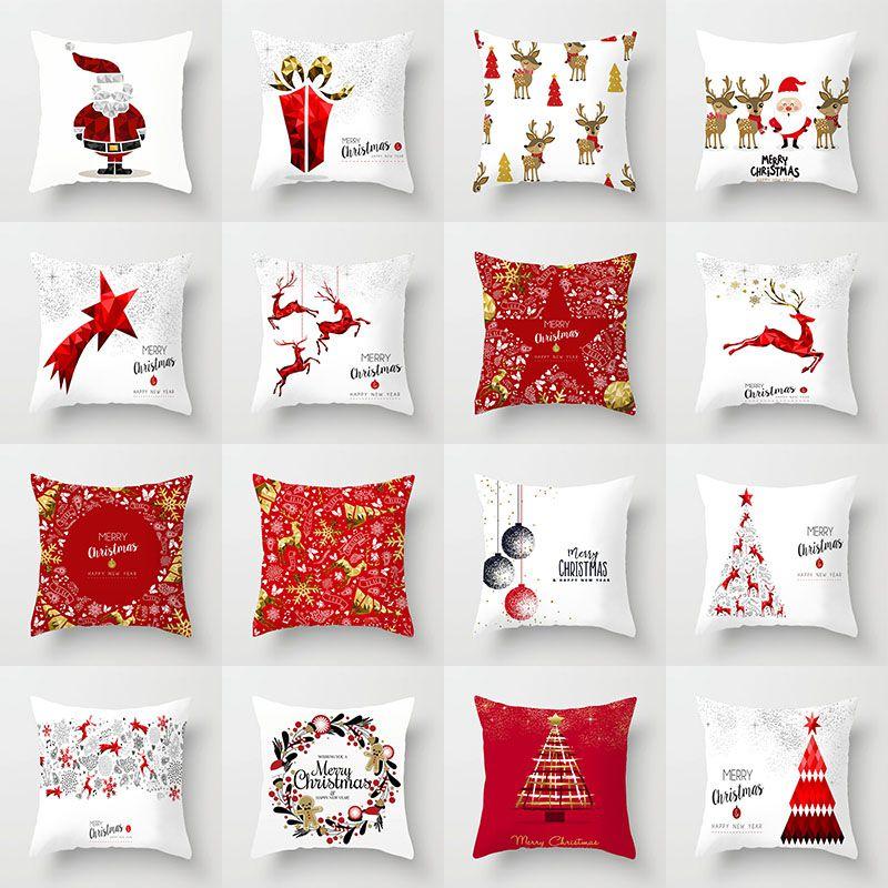 Super Soft Red And White Christmas Pillow Case For Stylish Home Decoration