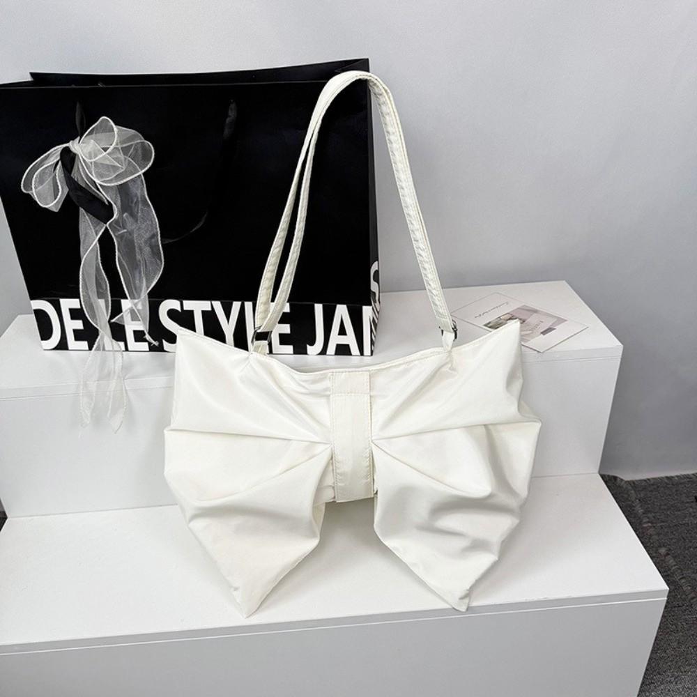 Elegant Large Capacity Bowknot Tote Fashion Zipper Handbag Pleated Bow Crossbody Bags Office Use