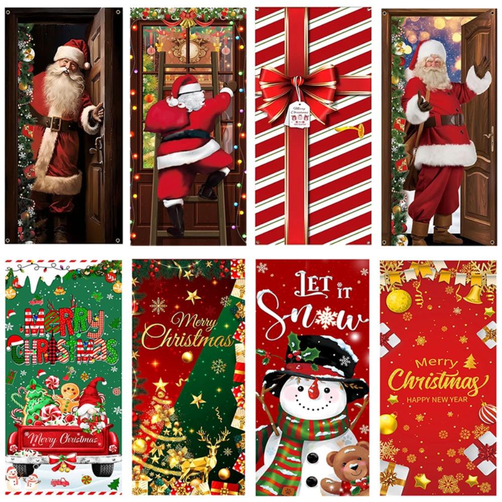 Door Hanging Door Banner Atmosphere Arrangement Fabric Flag New Window Sign Banners  Christmas
