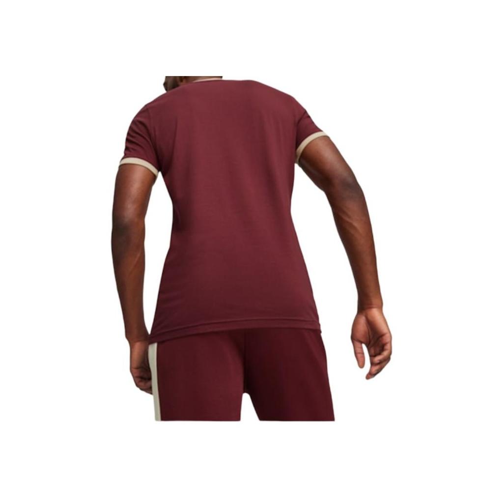 Puma Color Block Design Sports Crew Neck T-Shirt Men Tops Burgundy 769495-17