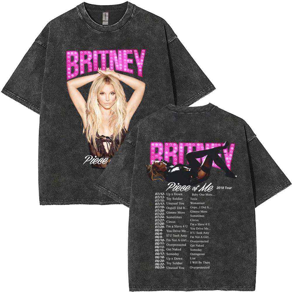 Limited Britney Spears Oops I Did It Again Tour  Vintage Washed T Shirt Summer Men Women High Quality Cotton Retro Tshirt