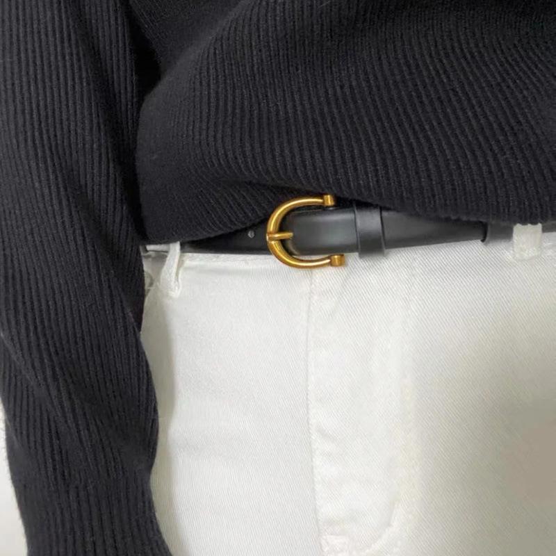 Cintura in pelle da donna per pantaloni gonne maglioni cintura decorazione versatile sottile semplice di nicchia