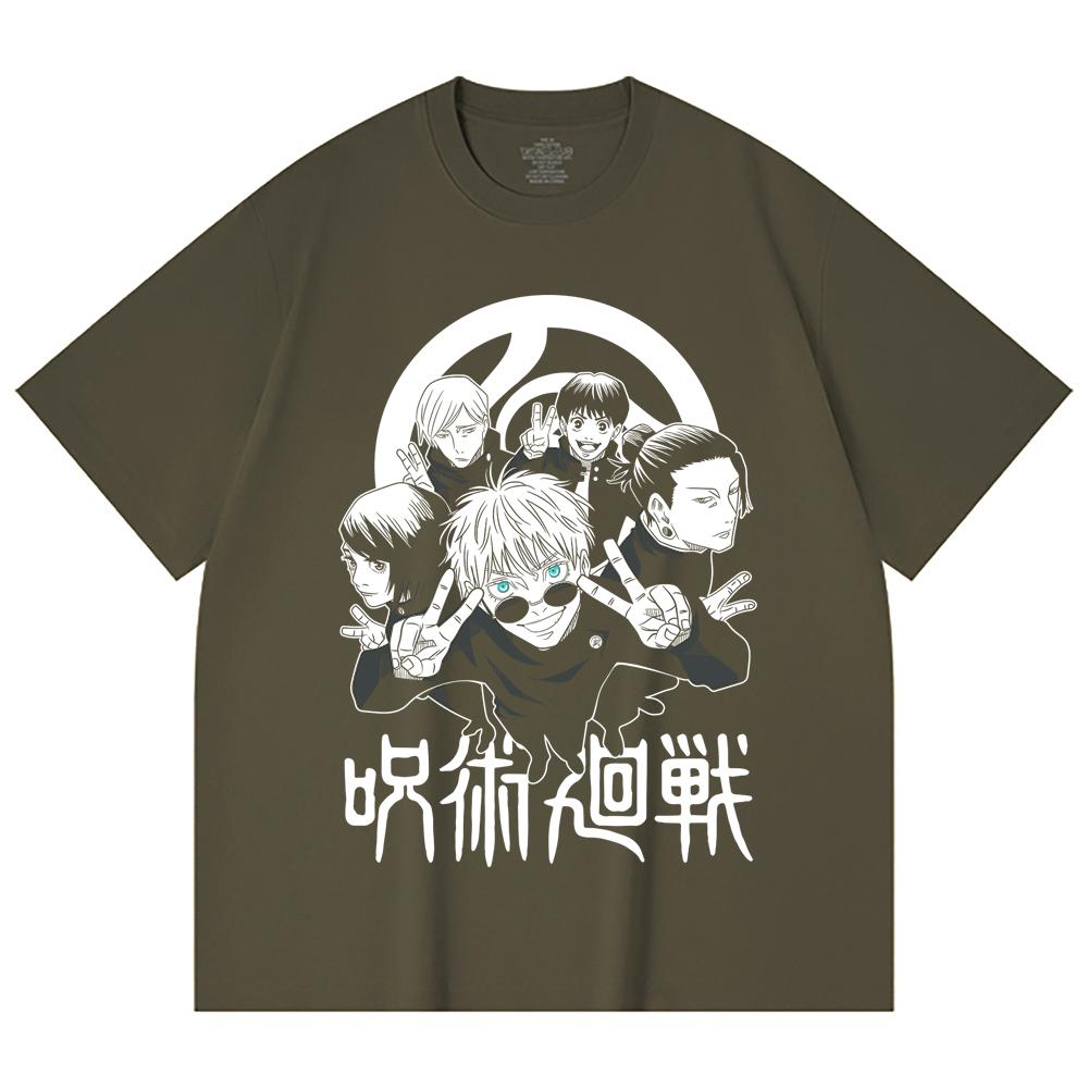 230 g/m² 100% bavlna Jujutsu Kaisen V30 Tým Gojo Potisk Unisex Těžké Bavlněné Tričko