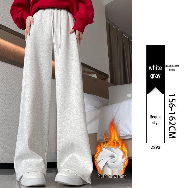 

Женские бархатные спортивные штаны с высокой талией в американском стиле, Осень 2025: Повседневный, Универсальный, Стройнящий, Миниатюрный, Широкие брюки. XXL