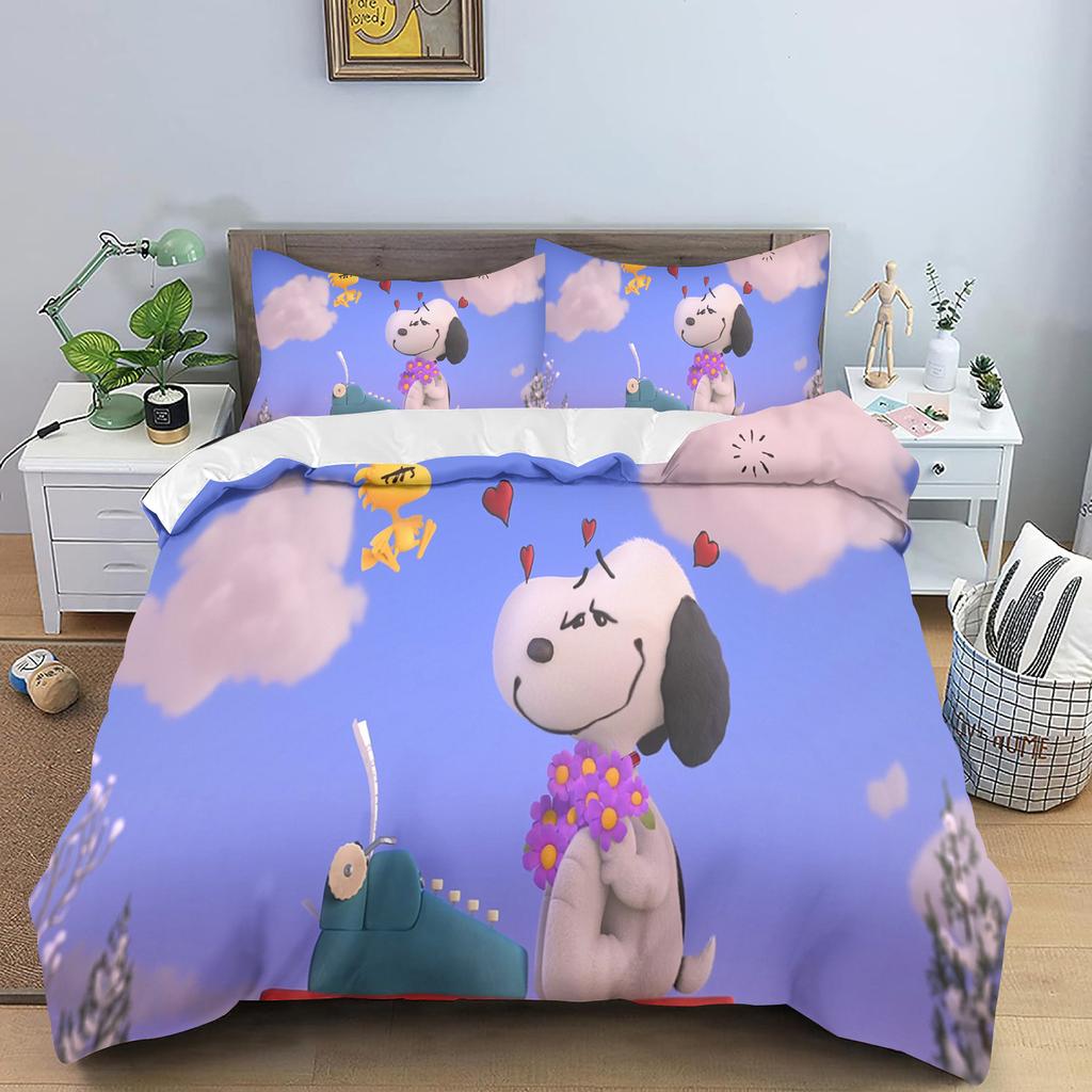 Snoopy Quilt Cover for Teen Kids Bedroom Skin-Friendly Breathable Cute Printed Comforter Warmth Bedding Cartoon New Design