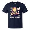 Cute Baby Dragon Eating Raunisex Sakura Flower Graphic T Shirt Unisex Cotton Short Sleeve Anime Kawaii Oversized Streetwear Tee Tops