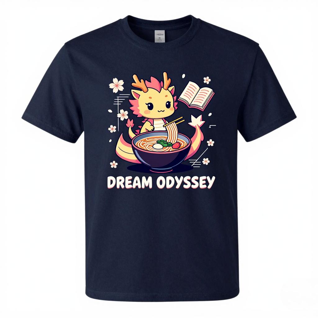 Cute Baby Dragon Eating Raunisex Sakura Flower Graphic T Shirt Unisex Cotton Short Sleeve Anime Kawaii Oversized Streetwear Tee Tops