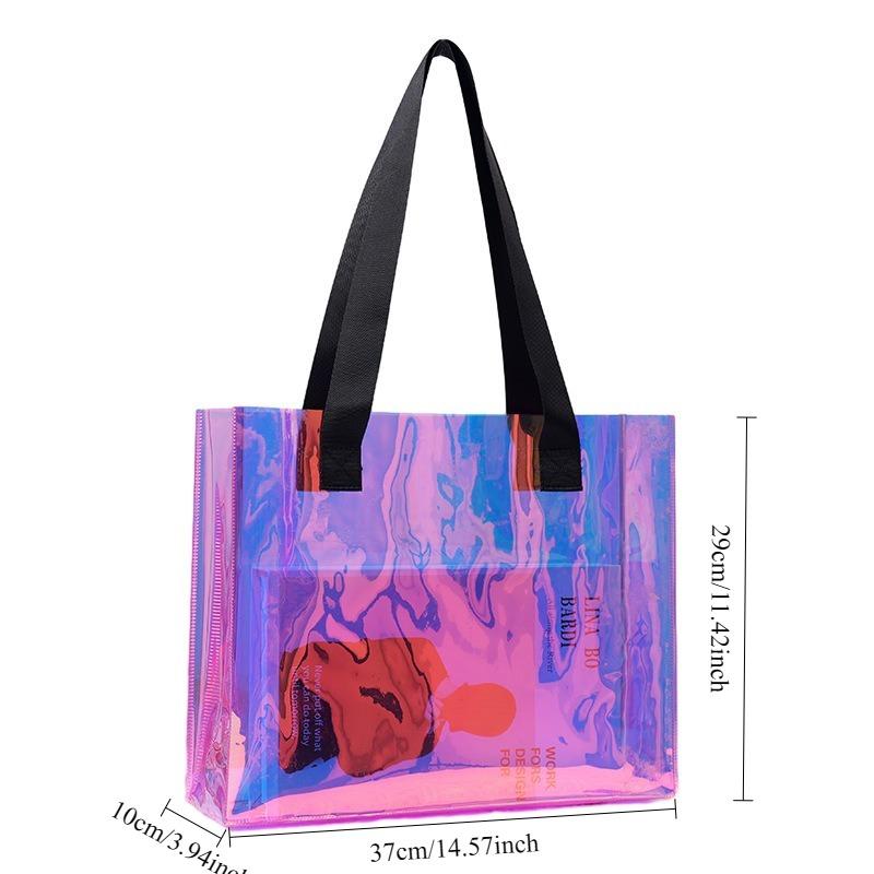 PVC Laser Handbag Trendy Holographic Jelly Bag Thickened Handbag & Shoulder Bag