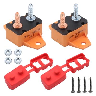 2Pcs 40Amp Automatic Reset Circuit Breakers with Protective Covers 6-28V Marine Boats Automotive Use