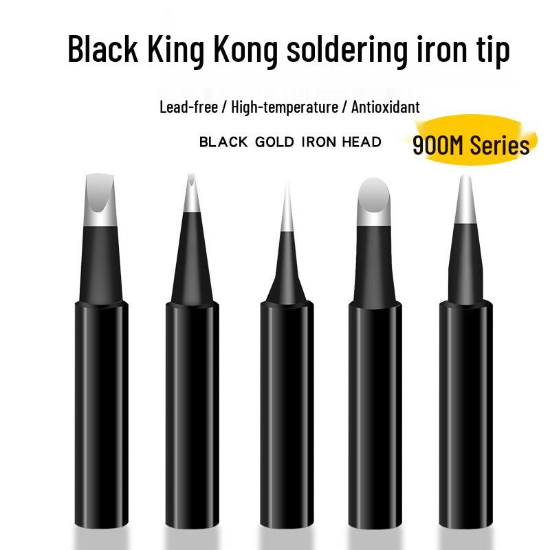 Black King Kong Soldering Iron Tips Set – 5-Piece 900M Internal Heating, Knife-edge & Pointed, Constant Temperature for 936 Soldering Stations