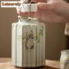 400ml Cream Ru Kiln Cute Cat Tea Box Organizer Moisture-proof Luxury Storage Tank Containers Tea Caddy Chinese Tea Set Ornaments