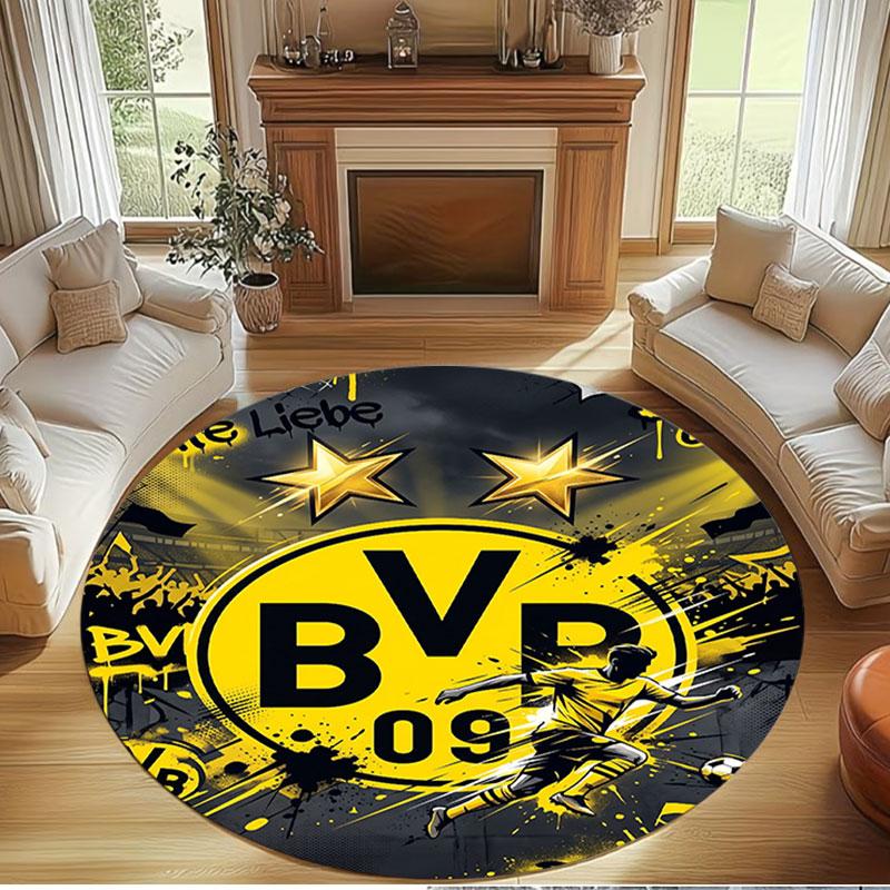 Borussia DortmundBVB Print Round Rug, Washable Floor Carpet, For Entryway Dorm Laundry Room Office Study, Home Decor Birthday Christmas Gift