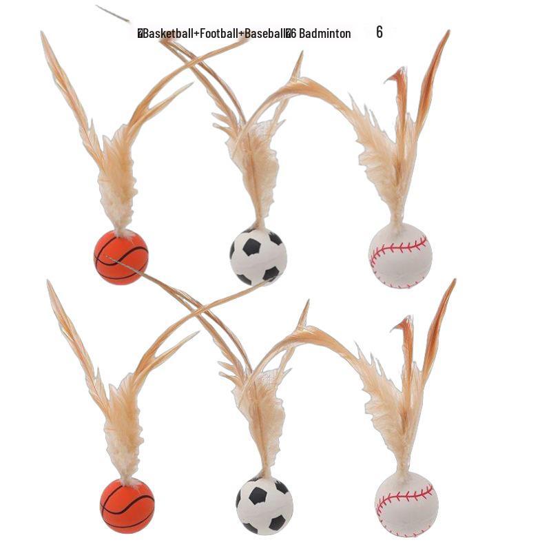 Cat Toy Interactive Bouncy Ball with Feathers - Amuse and Relieve Boredom for Kittens.
