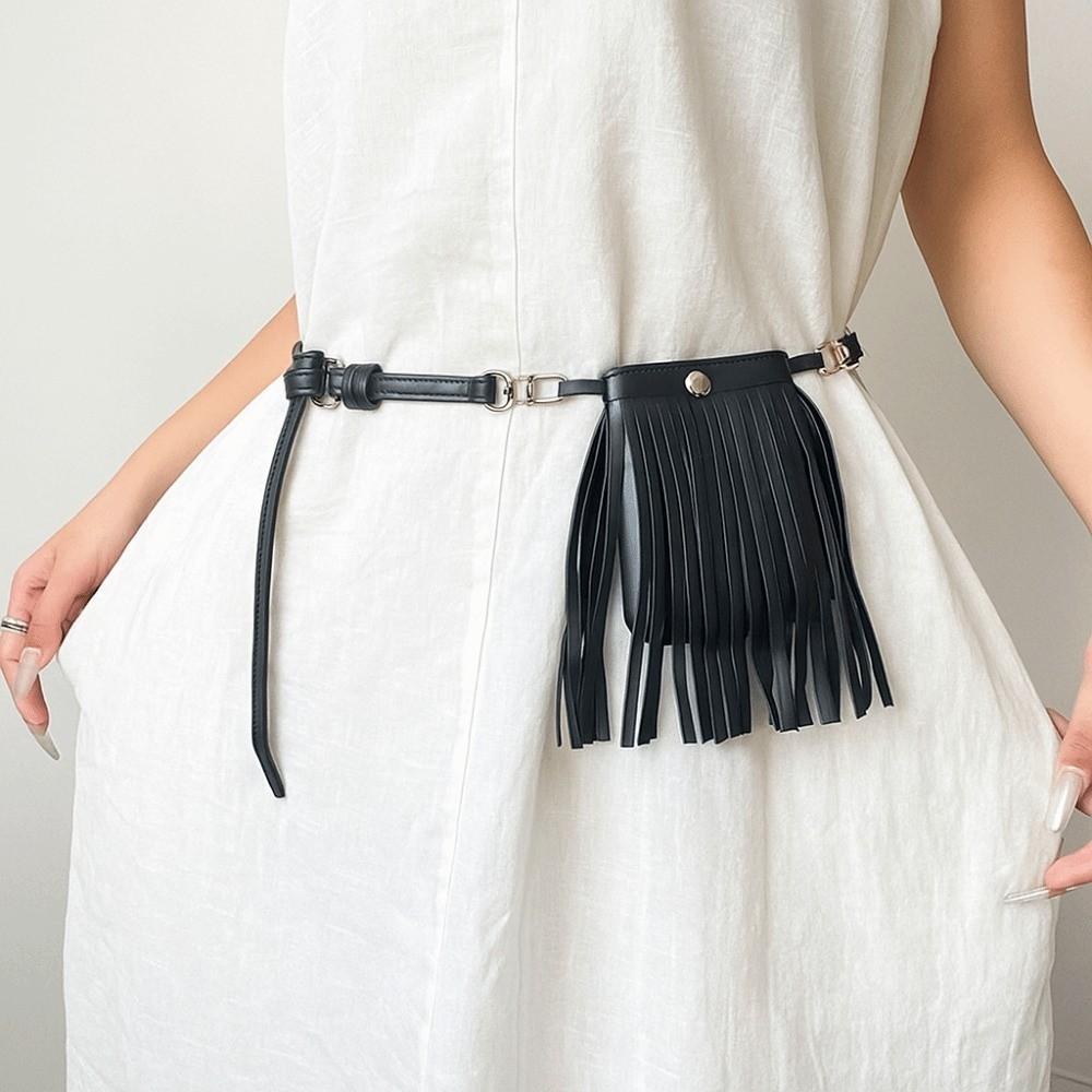Vintage Waistband with Bag Zinc Zinc Alloy Pocket Belts Fashion Tassel Belt  Waist Accessories