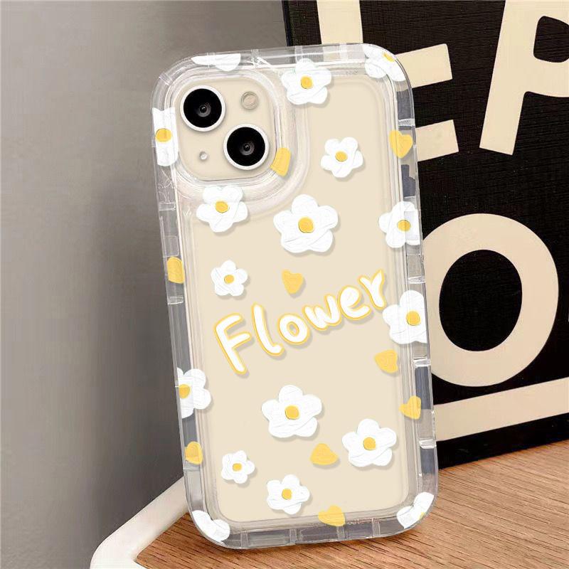 Flower Phone Case For iPhone 11 Case iPhone 13 15 Pro Max 16 12 14 Pro X XS XR 7 8 15 Plus SE Shockproof Airbag Soft Cover