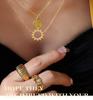 18K Gold Sun Embossed Portrait Pendant Necklace, Titanium Steel Clavicle Chain
