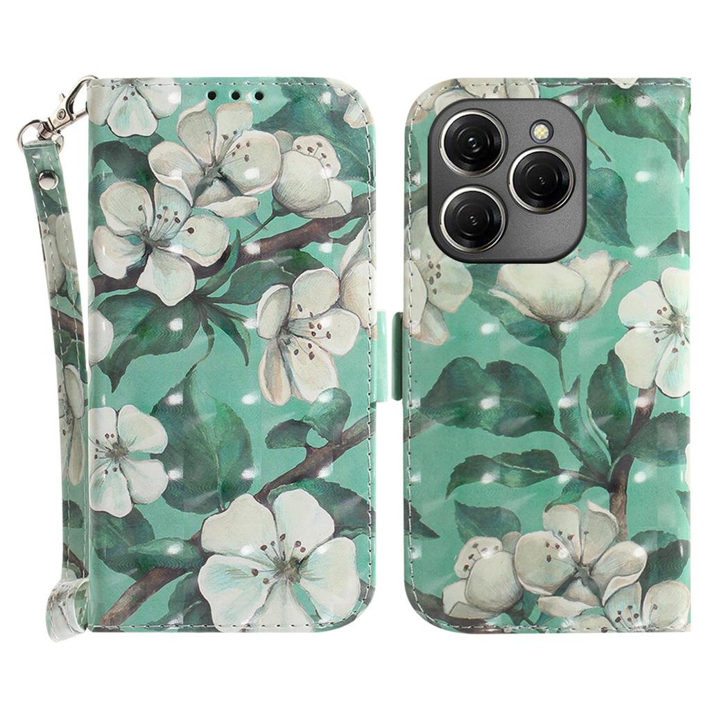 Dla TECNO Spark 20 Pro Etui Wzór Nadruk Skórzany Portfel Pokrowiec ze Smyczą