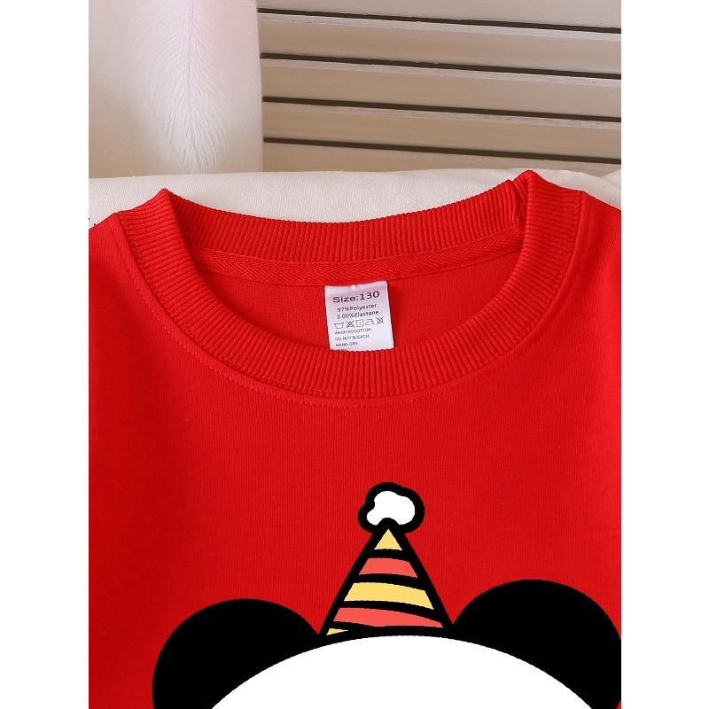 Kids Sweatshirt Adorable Panda Crewneck Sweatshirt for Girls Featuring a Party Hat, Suitable for Machine Washing. Perfect for Spring And Autumn