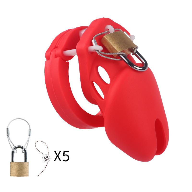 7 Colors Silicone Male Chastity Device Cock Cage Sex Toys With 5 Penis Ring Prevent Breaking Free Standard Short Cages Sex