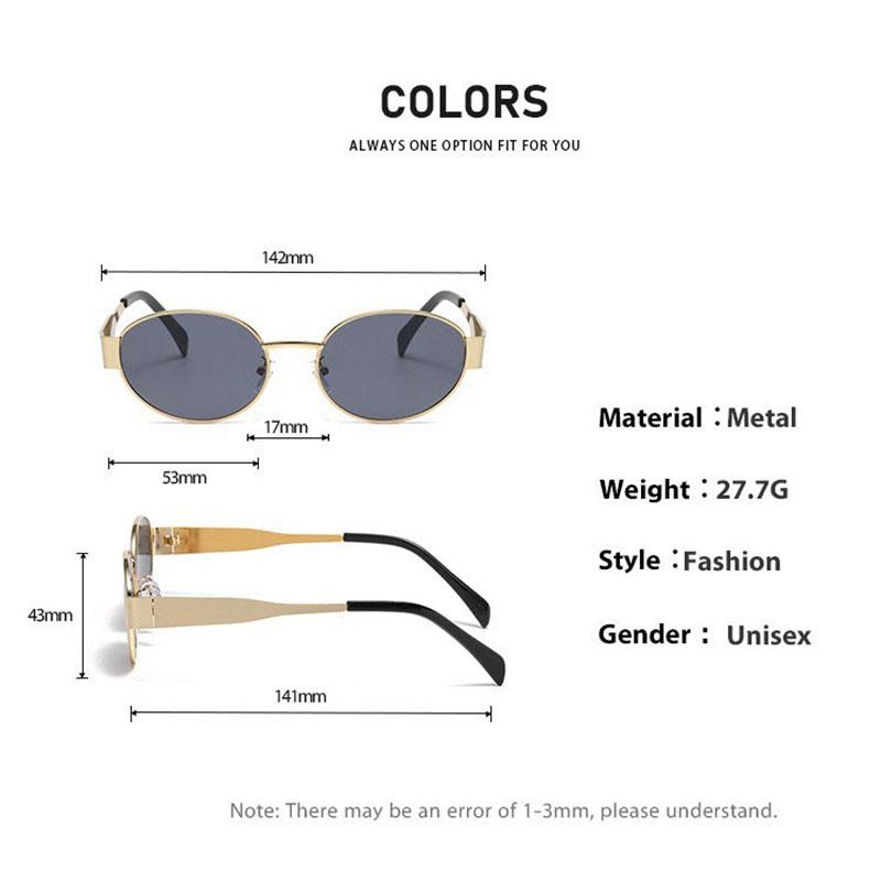 Retro Oval Metal Frame Sunglasses for Women Men  Luxury Sun Glasses Ladies Classic Vintage UV400 Shades Lens Unisex Sunglass