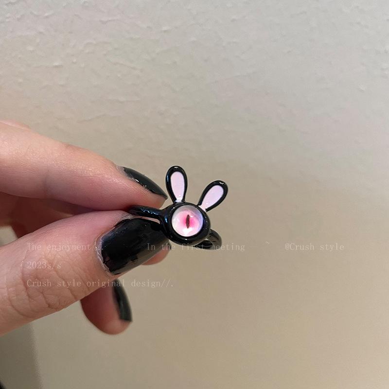 Weird Black Little Cat Opening Ring Women's Exclusive Style Ring for The Index Finger, An Elegant Decorative Finger Ring