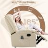Massage Chair, Relax Chair, 8 Vibration Points, Reclining Function, Faux Leather, Cream White, 94x99x99cm