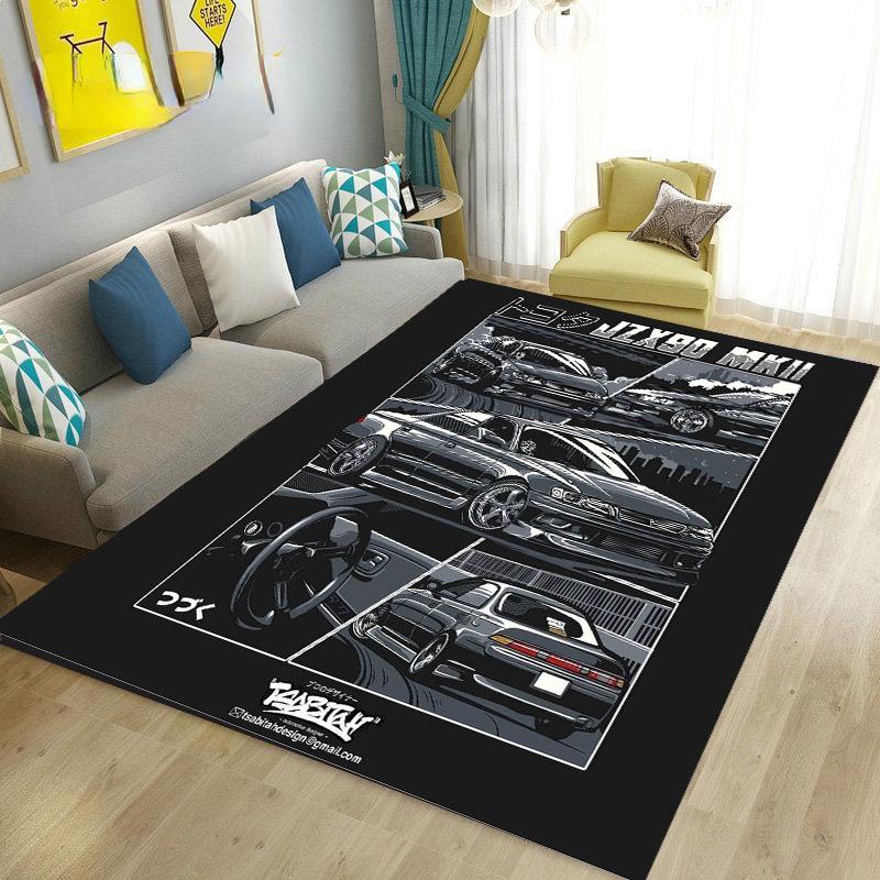 JDM Cool Racing Car Pattern Carpet Living Room Bedroom Kitchen Bathroom Anti-Skid Area Rug Kids Bedroom Mats Home Decor 40x60cm
