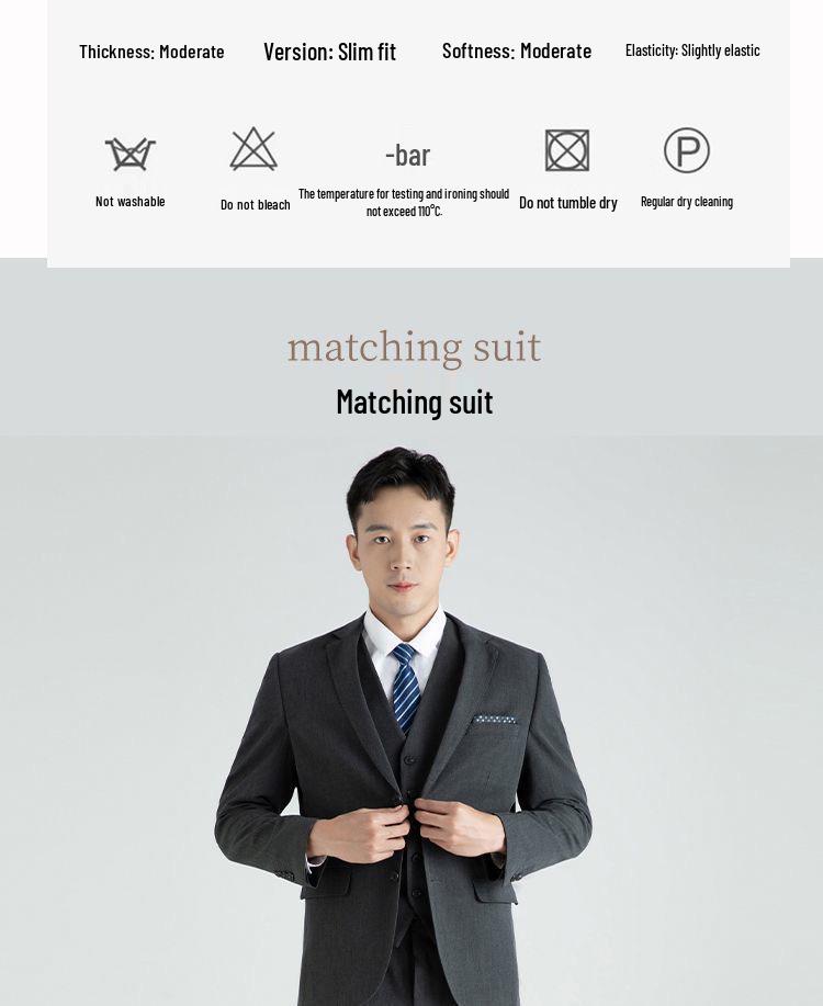 Men's Slim-Fit Business Casual Suit Set for Weddings and Interviews