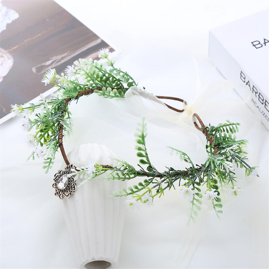 Flower Crown Cosplay Fairy Headband for Girls Adjustable Ethnic Style Hair Hoop Wedding Party Bride Hair Accessories