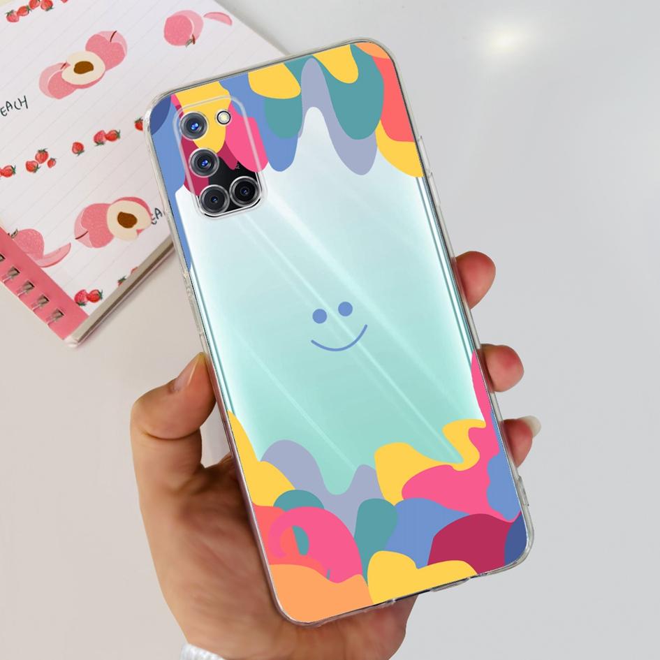 For OPPO A52 Case OPPOA52 CPH2069 A 52 Flower Phone Case Fashion Transparent Silicone Soft TPU Back Cover For OPPO A72 A92 Coque