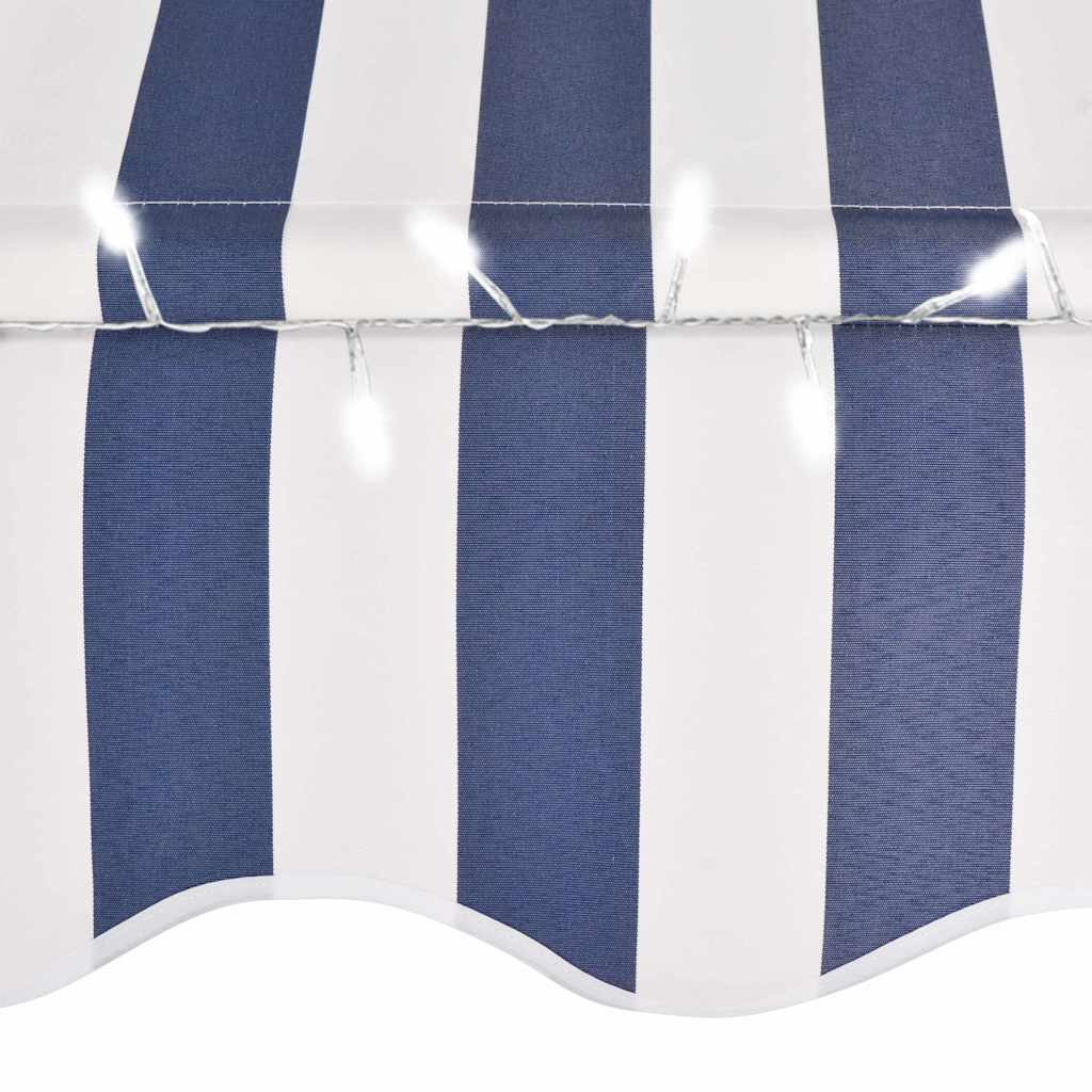 vidaXL Einziehbare Markise Handbetrieben mit LED 350 cm Blau und Weiß