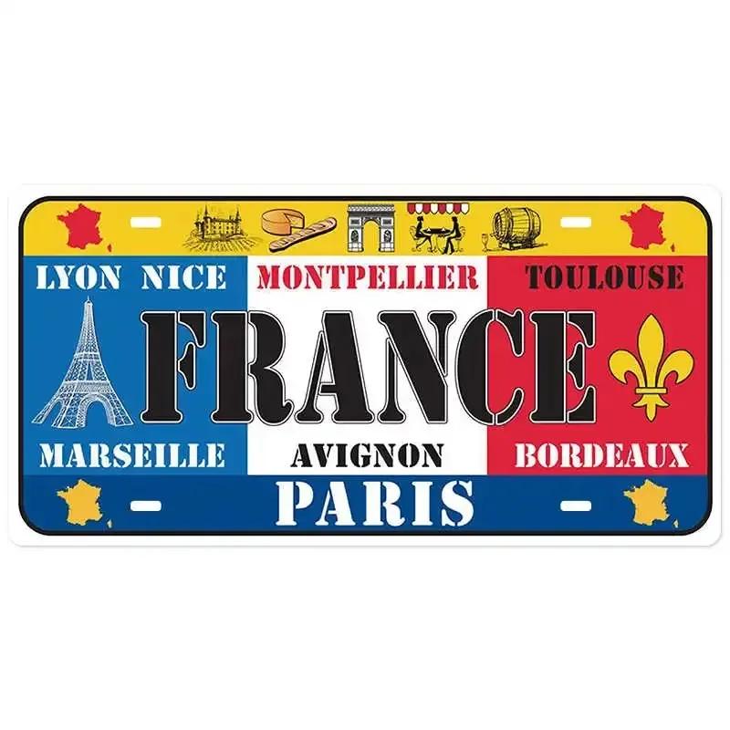 Vintage France City Plate PARIS/LYON/MARSEILLE Flag Poster Metal Plaque Aluminum Sign Man Cave Garage Club Bar Cafe Wall Decor